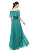 ColsBM Hana Emerald Green Bridesmaid Dresses Romantic Short Sleeve Floor Length Pleated A-line Off The Shoulder