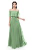 ColsBM Hana Fair Green Bridesmaid Dresses Romantic Short Sleeve Floor Length Pleated A-line Off The Shoulder
