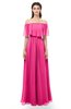 ColsBM Hana Fandango Pink Bridesmaid Dresses Romantic Short Sleeve Floor Length Pleated A-line Off The Shoulder