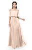 ColsBM Hana Fresh Salmon Bridesmaid Dresses Romantic Short Sleeve Floor Length Pleated A-line Off The Shoulder