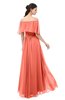 ColsBM Hana Fusion Coral Bridesmaid Dresses Romantic Short Sleeve Floor Length Pleated A-line Off The Shoulder
