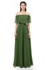 ColsBM Hana Garden Green Bridesmaid Dresses Romantic Short Sleeve Floor Length Pleated A-line Off The Shoulder