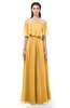 ColsBM Hana Golden Cream Bridesmaid Dresses Romantic Short Sleeve Floor Length Pleated A-line Off The Shoulder
