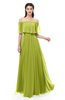 ColsBM Hana Green Oasis Bridesmaid Dresses Romantic Short Sleeve Floor Length Pleated A-line Off The Shoulder