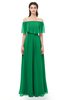 ColsBM Hana Green Bridesmaid Dresses Romantic Short Sleeve Floor Length Pleated A-line Off The Shoulder