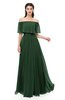 ColsBM Hana Hunter Green Bridesmaid Dresses Romantic Short Sleeve Floor Length Pleated A-line Off The Shoulder