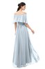 ColsBM Hana Illusion Blue Bridesmaid Dresses Romantic Short Sleeve Floor Length Pleated A-line Off The Shoulder