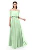 ColsBM Hana Light Green Bridesmaid Dresses Romantic Short Sleeve Floor Length Pleated A-line Off The Shoulder