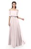 ColsBM Hana Light Pink Bridesmaid Dresses Romantic Short Sleeve Floor Length Pleated A-line Off The Shoulder