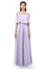 ColsBM Hana Light Purple Bridesmaid Dresses Romantic Short Sleeve Floor Length Pleated A-line Off The Shoulder