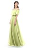 ColsBM Hana Lime Green Bridesmaid Dresses Romantic Short Sleeve Floor Length Pleated A-line Off The Shoulder