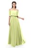 ColsBM Hana Lime Green Bridesmaid Dresses Romantic Short Sleeve Floor Length Pleated A-line Off The Shoulder