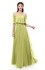 ColsBM Hana Linden Green Bridesmaid Dresses Romantic Short Sleeve Floor Length Pleated A-line Off The Shoulder