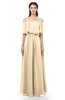 ColsBM Hana Marzipan Bridesmaid Dresses Romantic Short Sleeve Floor Length Pleated A-line Off The Shoulder