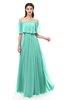 ColsBM Hana Mint Green Bridesmaid Dresses Romantic Short Sleeve Floor Length Pleated A-line Off The Shoulder