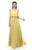 ColsBM Hana Misted Yellow Bridesmaid Dresses Romantic Short Sleeve Floor Length Pleated A-line Off The Shoulder