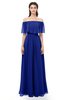 ColsBM Hana Nautical Blue Bridesmaid Dresses Romantic Short Sleeve Floor Length Pleated A-line Off The Shoulder