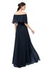 ColsBM Hana Navy Blue Bridesmaid Dresses Romantic Short Sleeve Floor Length Pleated A-line Off The Shoulder