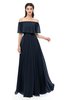 ColsBM Hana Navy Blue Bridesmaid Dresses Romantic Short Sleeve Floor Length Pleated A-line Off The Shoulder