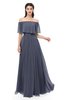 ColsBM Hana Nightshadow Blue Bridesmaid Dresses Romantic Short Sleeve Floor Length Pleated A-line Off The Shoulder