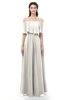 ColsBM Hana Off White Bridesmaid Dresses Romantic Short Sleeve Floor Length Pleated A-line Off The Shoulder