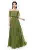 ColsBM Hana Olive Green Bridesmaid Dresses Romantic Short Sleeve Floor Length Pleated A-line Off The Shoulder