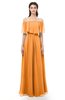 ColsBM Hana Orange Bridesmaid Dresses Romantic Short Sleeve Floor Length Pleated A-line Off The Shoulder