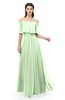 ColsBM Hana Pale Green Bridesmaid Dresses Romantic Short Sleeve Floor Length Pleated A-line Off The Shoulder