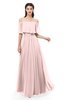 ColsBM Hana Pastel Pink Bridesmaid Dresses Romantic Short Sleeve Floor Length Pleated A-line Off The Shoulder