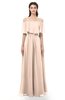 ColsBM Hana Peach Puree Bridesmaid Dresses Romantic Short Sleeve Floor Length Pleated A-line Off The Shoulder
