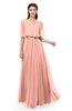 ColsBM Hana Peach Bridesmaid Dresses Romantic Short Sleeve Floor Length Pleated A-line Off The Shoulder