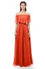ColsBM Hana Persimmon Bridesmaid Dresses Romantic Short Sleeve Floor Length Pleated A-line Off The Shoulder