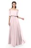 ColsBM Hana Petal Pink Bridesmaid Dresses Romantic Short Sleeve Floor Length Pleated A-line Off The Shoulder