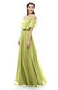 ColsBM Hana Pistachio Bridesmaid Dresses Romantic Short Sleeve Floor Length Pleated A-line Off The Shoulder