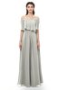 ColsBM Hana Platinum Bridesmaid Dresses Romantic Short Sleeve Floor Length Pleated A-line Off The Shoulder