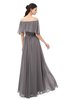 ColsBM Hana Ridge Grey Bridesmaid Dresses Romantic Short Sleeve Floor Length Pleated A-line Off The Shoulder