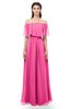 ColsBM Hana Rose Pink Bridesmaid Dresses Romantic Short Sleeve Floor Length Pleated A-line Off The Shoulder
