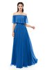 ColsBM Hana Royal Blue Bridesmaid Dresses Romantic Short Sleeve Floor Length Pleated A-line Off The Shoulder