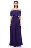 ColsBM Hana Royal Purple Bridesmaid Dresses Romantic Short Sleeve Floor Length Pleated A-line Off The Shoulder