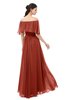 ColsBM Hana Rust Bridesmaid Dresses Romantic Short Sleeve Floor Length Pleated A-line Off The Shoulder