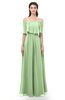ColsBM Hana Sage Green Bridesmaid Dresses Romantic Short Sleeve Floor Length Pleated A-line Off The Shoulder