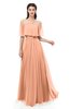 ColsBM Hana Salmon Bridesmaid Dresses Romantic Short Sleeve Floor Length Pleated A-line Off The Shoulder