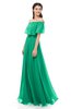 ColsBM Hana Sea Green Bridesmaid Dresses Romantic Short Sleeve Floor Length Pleated A-line Off The Shoulder