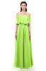 ColsBM Hana Sharp Green Bridesmaid Dresses Romantic Short Sleeve Floor Length Pleated A-line Off The Shoulder