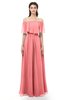 ColsBM Hana Shell Pink Bridesmaid Dresses Romantic Short Sleeve Floor Length Pleated A-line Off The Shoulder