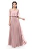 ColsBM Hana Silver Pink Bridesmaid Dresses Romantic Short Sleeve Floor Length Pleated A-line Off The Shoulder