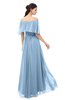 ColsBM Hana Sky Blue Bridesmaid Dresses Romantic Short Sleeve Floor Length Pleated A-line Off The Shoulder