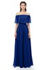 ColsBM Hana Sodalite Blue Bridesmaid Dresses Romantic Short Sleeve Floor Length Pleated A-line Off The Shoulder