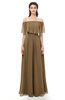 ColsBM Hana Truffle Bridesmaid Dresses Romantic Short Sleeve Floor Length Pleated A-line Off The Shoulder