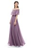 ColsBM Hana Valerian Bridesmaid Dresses Romantic Short Sleeve Floor Length Pleated A-line Off The Shoulder